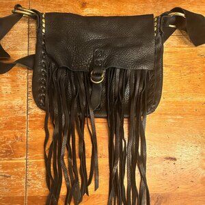 Paolo Angelucci Black Pebbles Fringe Crossbody Bag